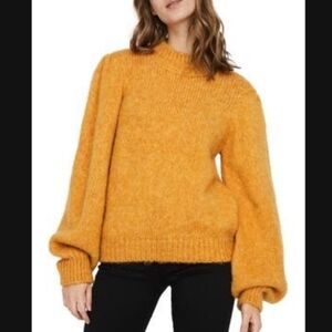 Vero Moda Mustard Ribbed Crewneck Sweater